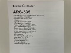 ARS AUDİO ARS-535 4 KANAL AMFİ 4200 WATT MAXİMUM POWER 4 OHM 4X70 WATT RMS