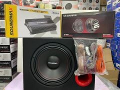 SOUNDMAX SX-RT12 1500WAT 30 CM SUBWOOFER BAS KABİNLİ SX-2850.4 3000W 4KANAL AMFİ MASSİVE 16 CM MİDRANGE