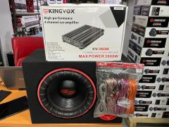 BM AUDİO 30 CM 1400W SUBWOOFER KİNGVOX 4 KANAL 3000W AMFİ KABLO TK.