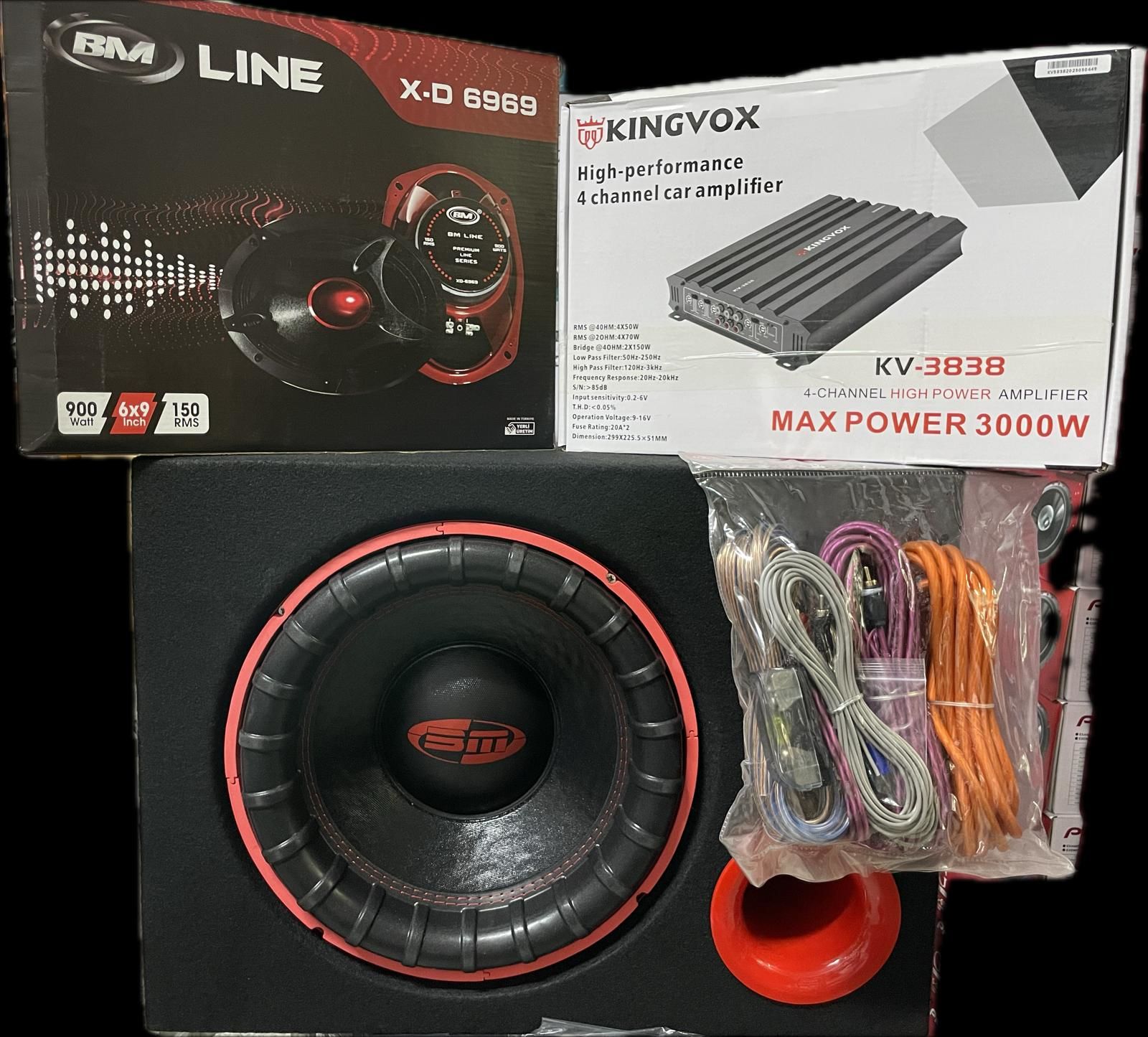BM AUDİO 30 CM 1400W SUBWOOFER OVAL MİDRANGE 3000W AMFİ KABLO