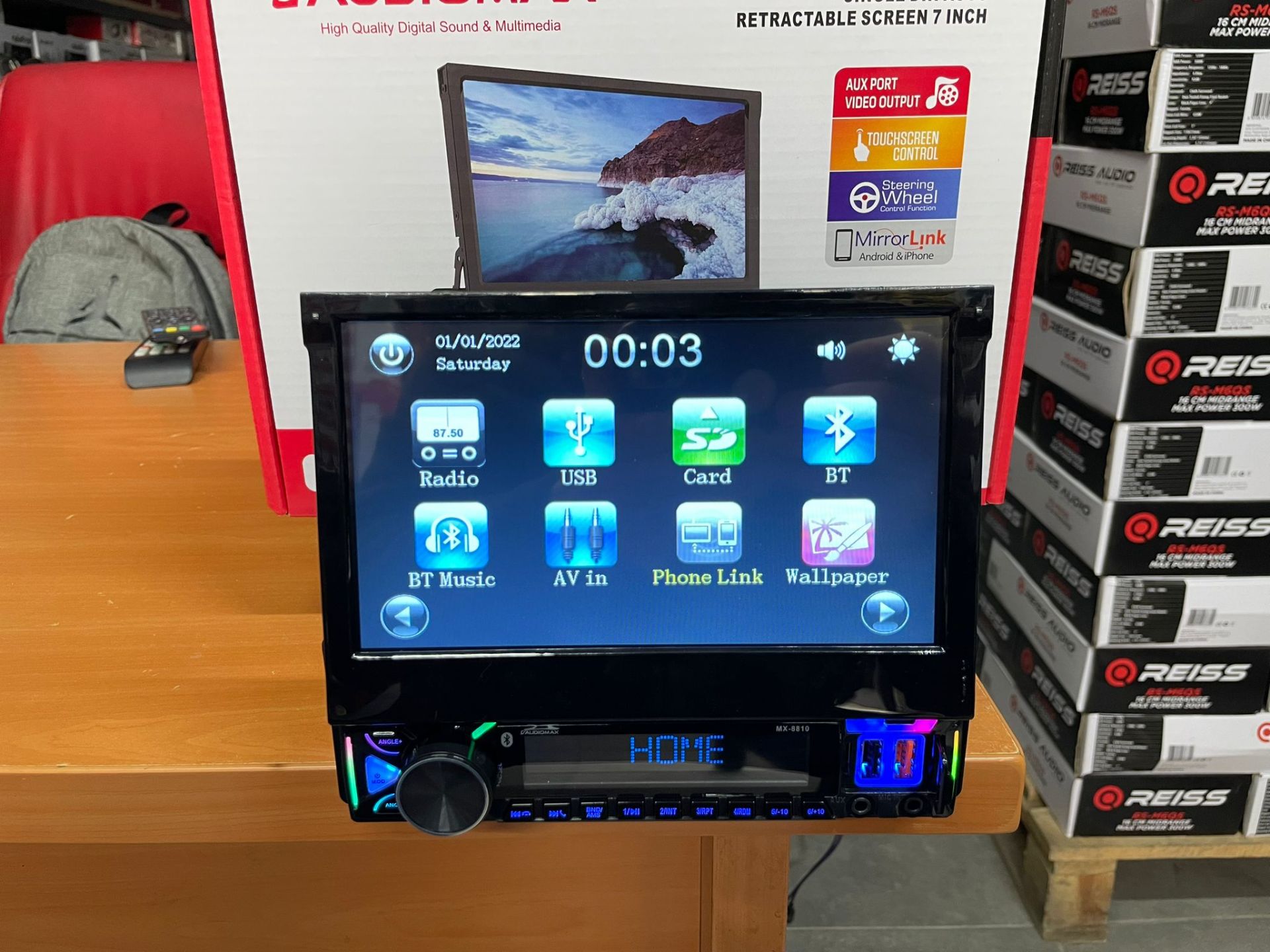 AUDİOMAX INDASH OTO TEYP BLUETOOTH USB AUX MİROR LİNK KAMERA HEDİYE