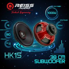 REISS AUDİO RS-HK15.D4 38 CM SUBWOOFER BAS 2000 WATT MAXİMUM POWER ÇİFT BOBİN DUAL 500 WATT RMS POWER