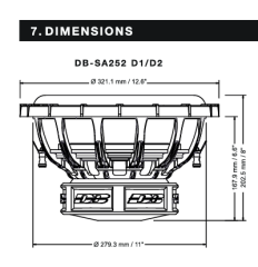 APOCALYPSE DB-SA252.D2 30 CM SUBWOOFER BAS ÇİFT BOBİN 2 OHM 1000 WATT RMS POWER