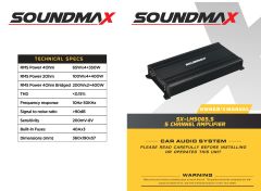 SOUNDMAX SX-LM5065.5 5 KANAL HYBRİD AMFİ 4 OHM 4X65 WAT+350 WATT RMS POWER  BAS KONTROL APARATI İLE BİRLİKTE