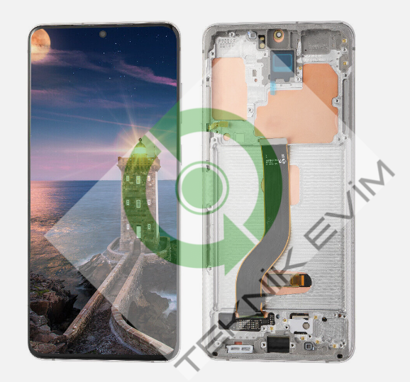 Samsung Galaxy S20 Plus SM-G985F G986F Çıtalı Lcd Ekran Dokunmatik Beyaz