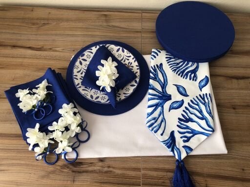 DESENLİ SOFRA SUNUM TAM SET (MASA ÖRTÜSÜ & RUNNER & SUPLA & PEÇETE & PEÇETE HALKASI)