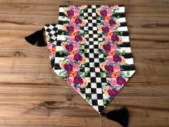 DAMA DESENLİ GÜL DETAYLI RUNNER