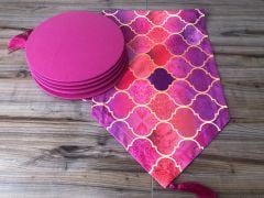 PEMBE MOROCCAN DESENLİ RUNNER & SUPLA