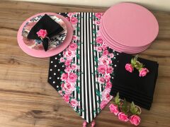 SOFRA SUNUM SETİ PEMBE GÜL DESENLİ