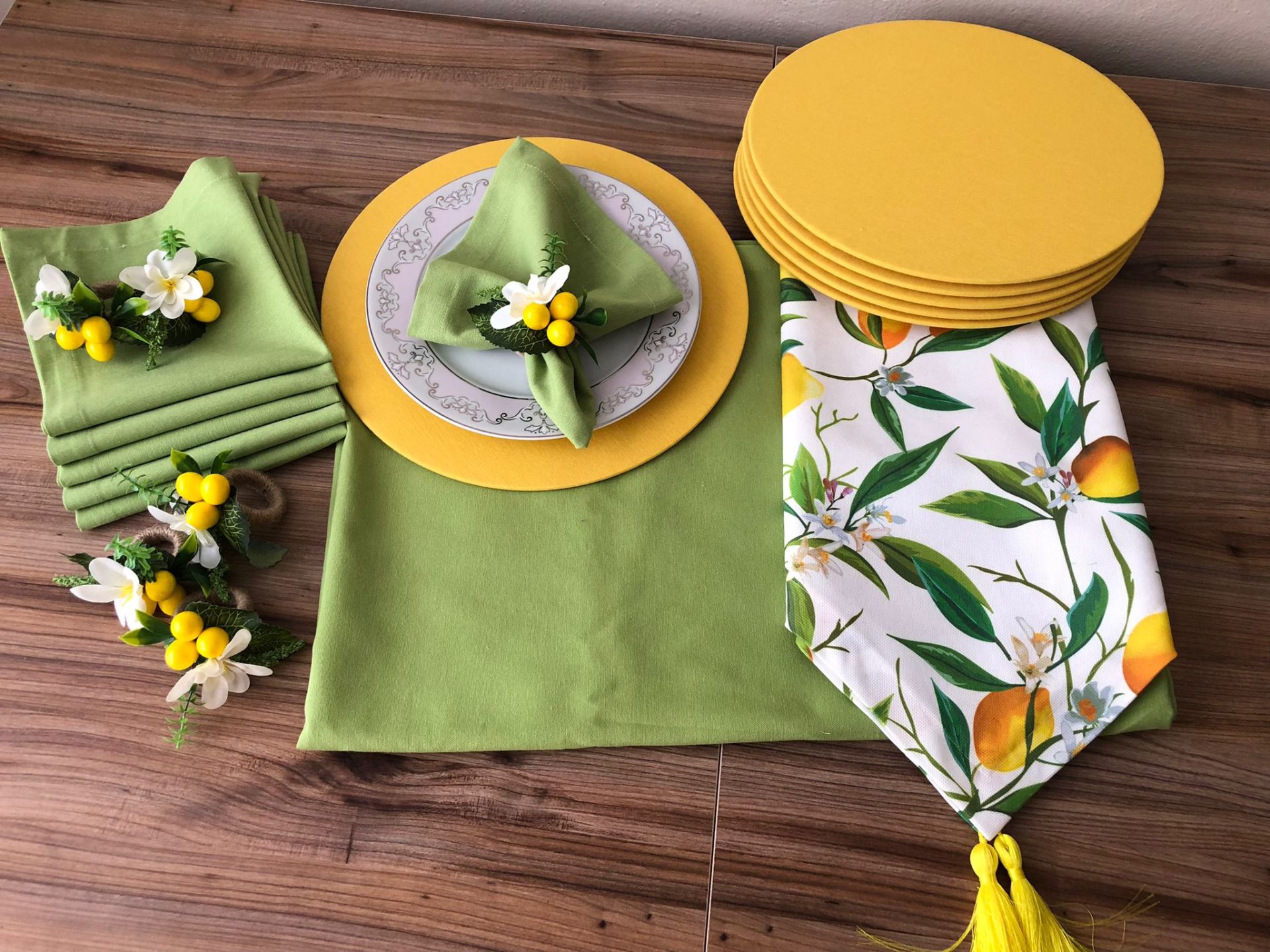 SOFRA SUNUM TAM SET LİMON DESENLİ