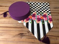 MOR GÜL DESENLİ RUNNER & MOR SUPLA