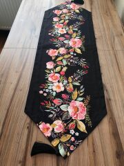 FLORAL PATTERN RUNNER ON BLACK BACKGROUND