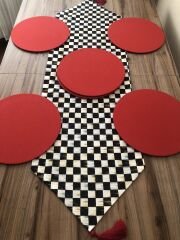 YAĞLI BOYA DAMA DESENLİ RUNNER & SUPLA