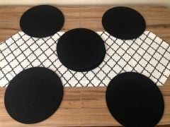 BEYAZ ZEMİN SİYAH MOROCCAN DESENLİ RUNNER & SUPLA