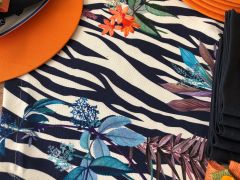 SOFRA SUNUM SETİ LACİVERT ZEBRA DESENLİ