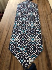 MARİN DAMASK DESENLİ RUNNER & LACİVERT  SUPLA