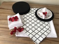 SOFRA SUNUM SETİ BEYAZ ZEMİN SİYAH MOROCCAN DESEN