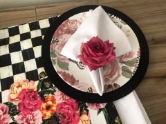 SOFRA SUNUM SETİ FUŞYA GÜL DESENLİ