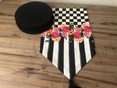 DAMA DESENLİ FUŞYA ÇİÇEKLİ RUNNER & SUPLA