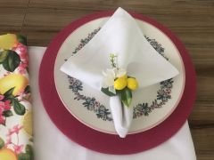 SOFRA SUNUM TAM SET FUŞYA ÇİÇEKLER ARASINDA LİMON DESENLİ