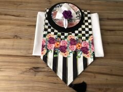 SOFRA SUNUM TAM SET MOR GÜL DESENLİ