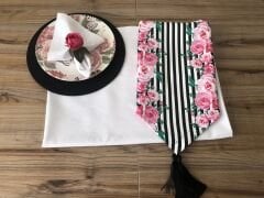 SOFRA SUNUM TAM SET PEMBE ÇİÇEK DESENLİ