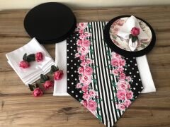 SOFRA SUNUM TAM SET PEMBE ÇİÇEK DESENLİ
