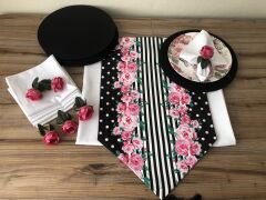 SOFRA SUNUM TAM SET PEMBE ÇİÇEK DESENLİ