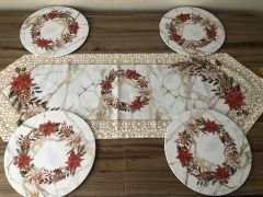 YILBAŞI ÇİÇEĞİ  KOZALAK DESENLİ RUNNER & SUPLA