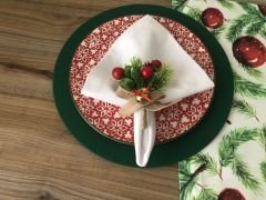 NEW YEAR'S TABLE PRESENTATION SET PINE LEAVES PATTERNED