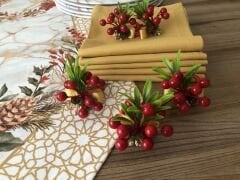 YILBAŞI SOFRA SUNUM SETİ YILBAŞI ÇİÇEĞİ KOZALAK DESENLİ