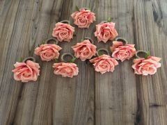 PASTEL PEMBE GÜL PEÇETE YÜZÜĞÜ (10 ADET)