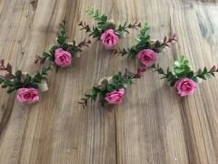 JÜT KURDELE ÜZERİNE PEMBE GÜL PEÇETE HALKASI (6 ADET)