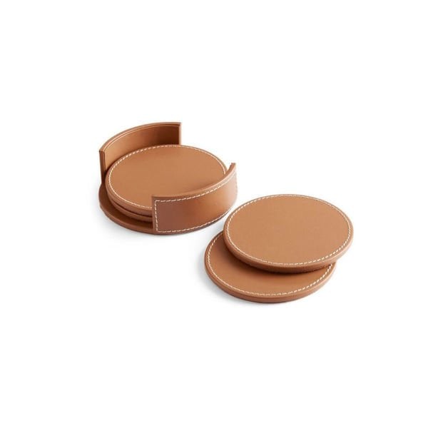 WYATT SET OF 4 COASTER LEATHER HOLDERS