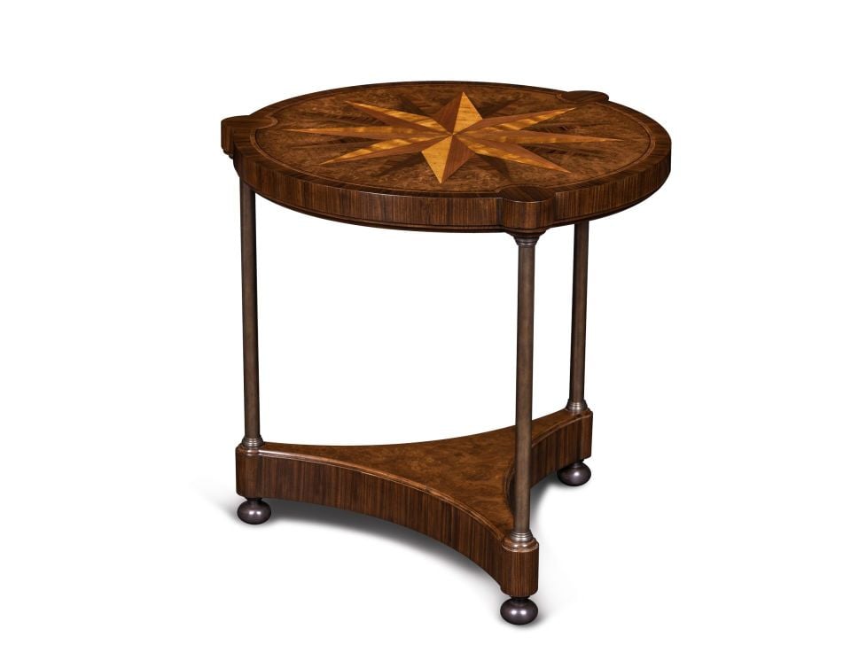 MIXED MARQUETRY TOP COMPASS TABLE
