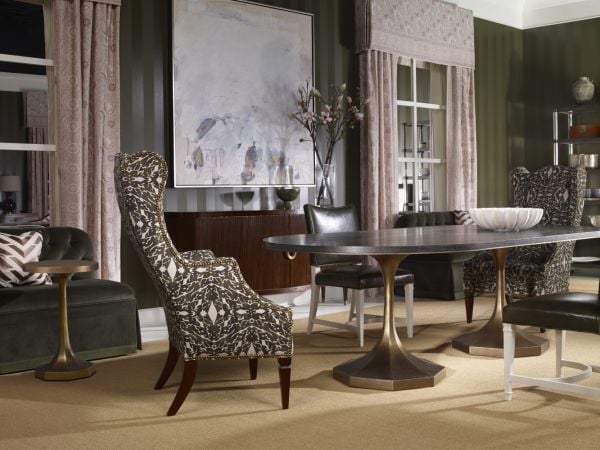 BLAKE GOLD PEDESTAL DINING TABLE