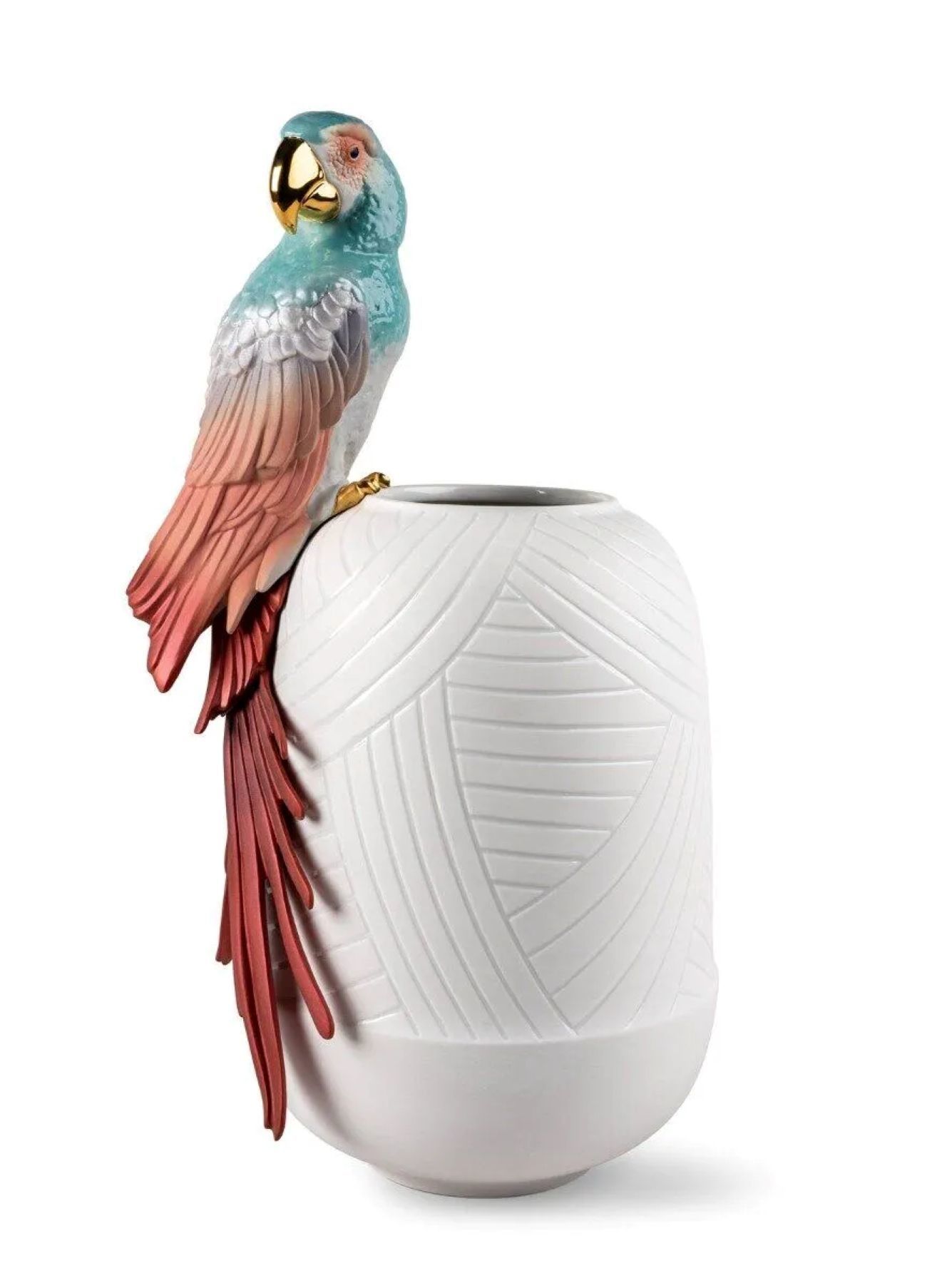 MACAW BIRD VASE- RED