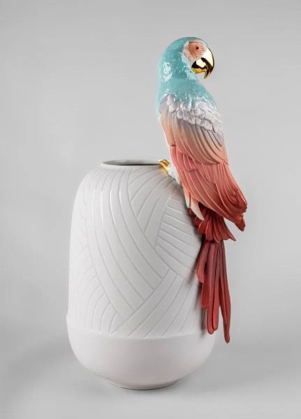 MACAW BIRD VASE- RED