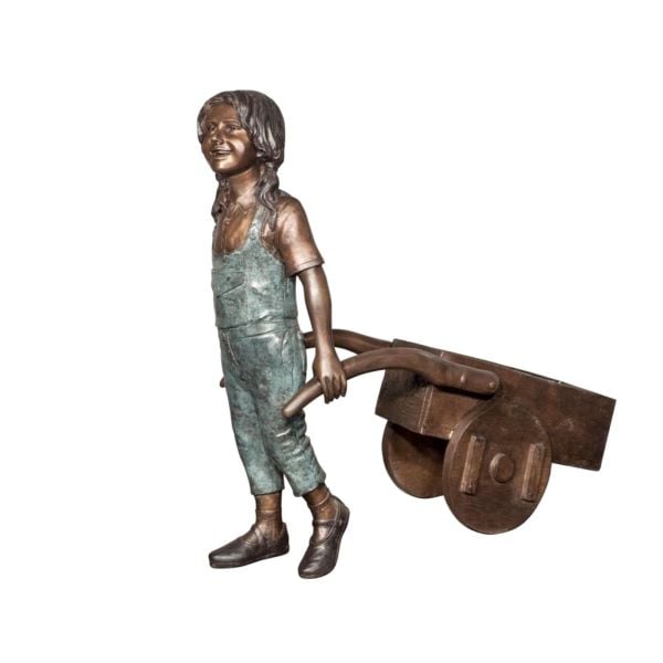 GIRL PULLING A WHEELBARROW