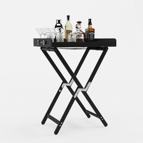 BLACK WOOD GAVIN TRAY STAND