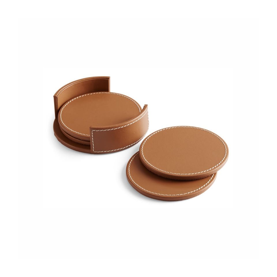 WYATT LEATHER COASTER SET