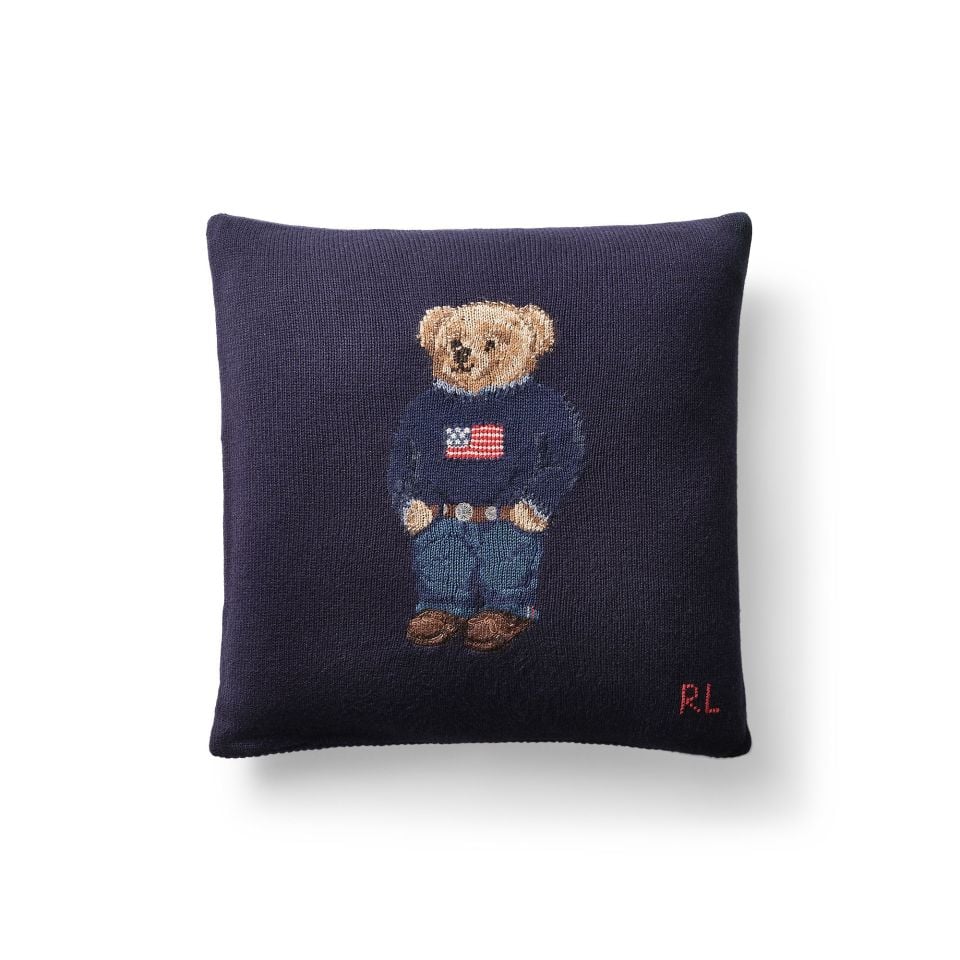 POLO BEAR WOOL THROW PILLOW