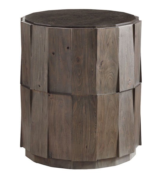 EVERETT ROUND TRAVERTINE END TABLE
