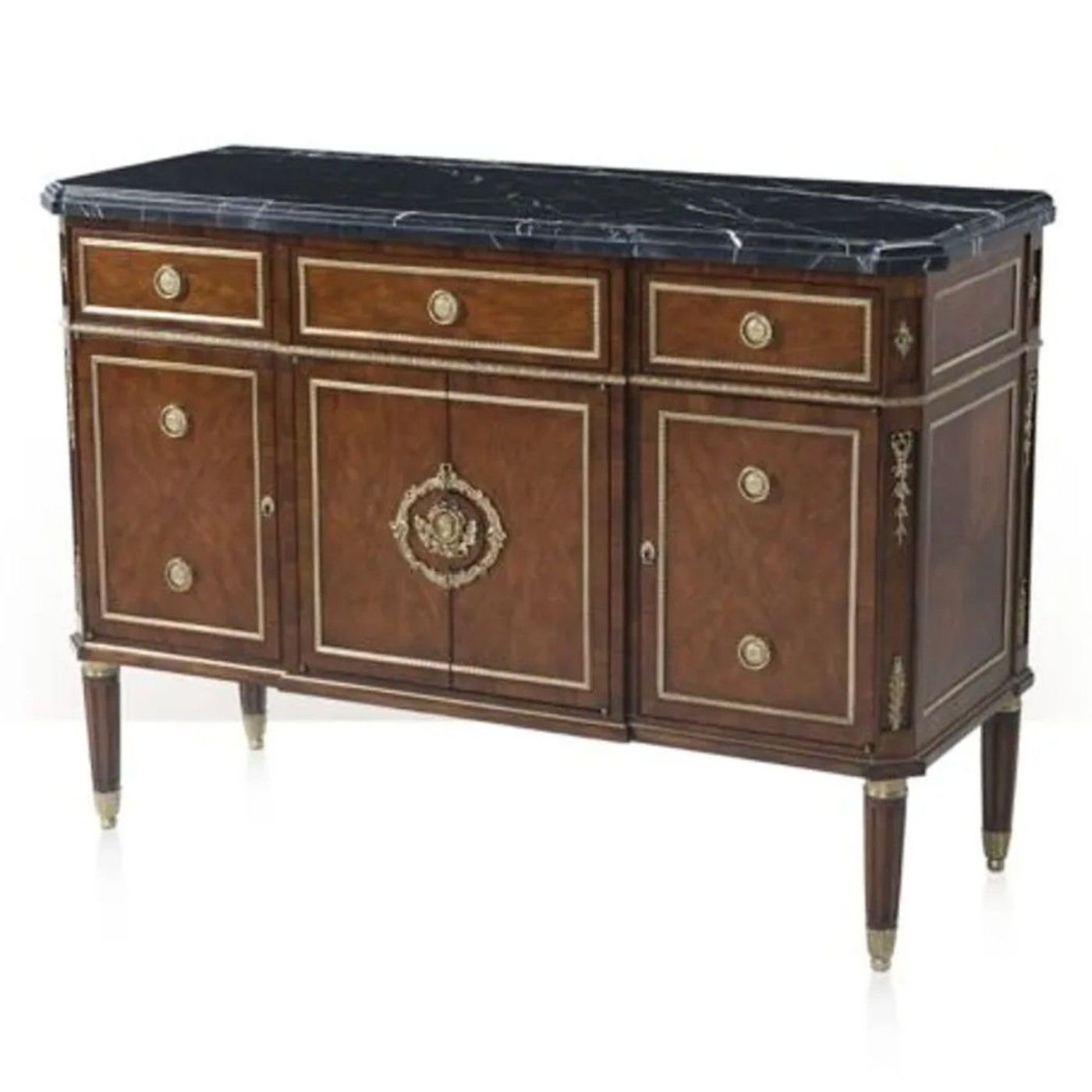 A ROSEWOOD VENEER AND FINELY BRASS MOUNTED SIDE CABINET