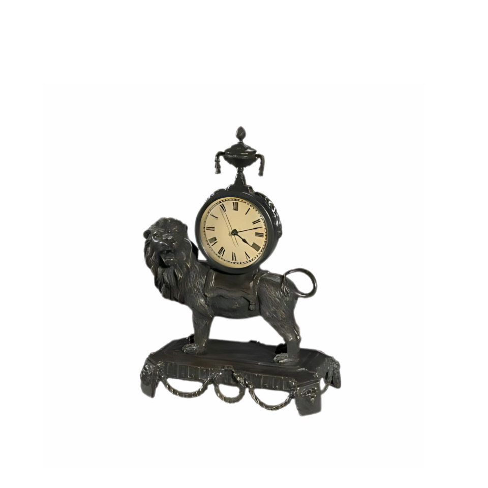 A VERDIGRIS BRASS MANTLE CLOCK