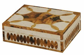 WHITE FOSSIL STONE AND TIGER PENSHELL INLAID BOX