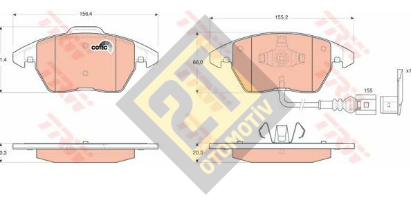 TRW GDB1550-BALATA FREN ON- (VW:GOLF V/GOLF VI /CADDY 05>> /JETTA 06>/ PASSAT 06>> AUDI: A3 2003>>)--*29-