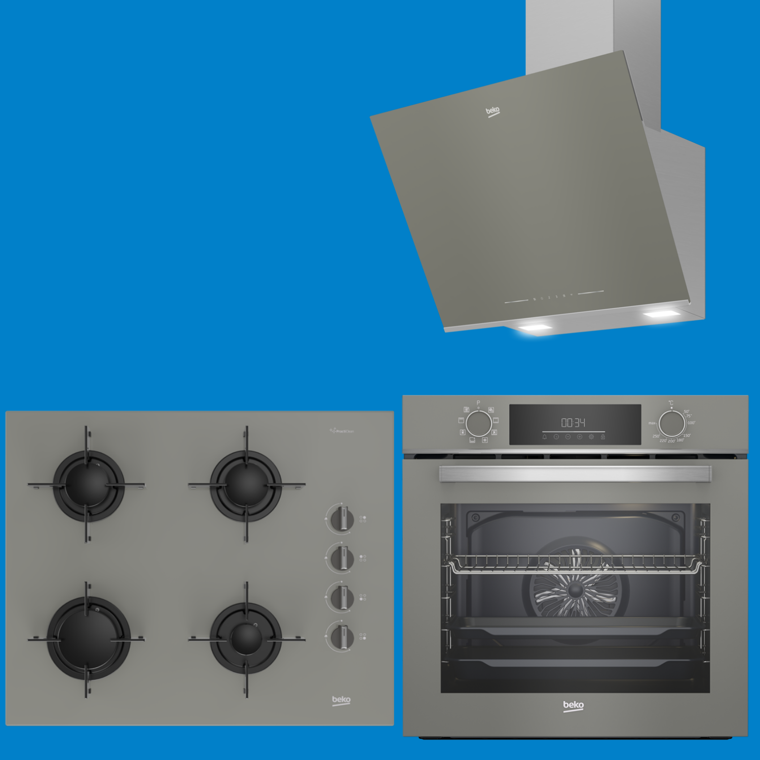 Beko Manhattan Gri Cam Ankastre Set