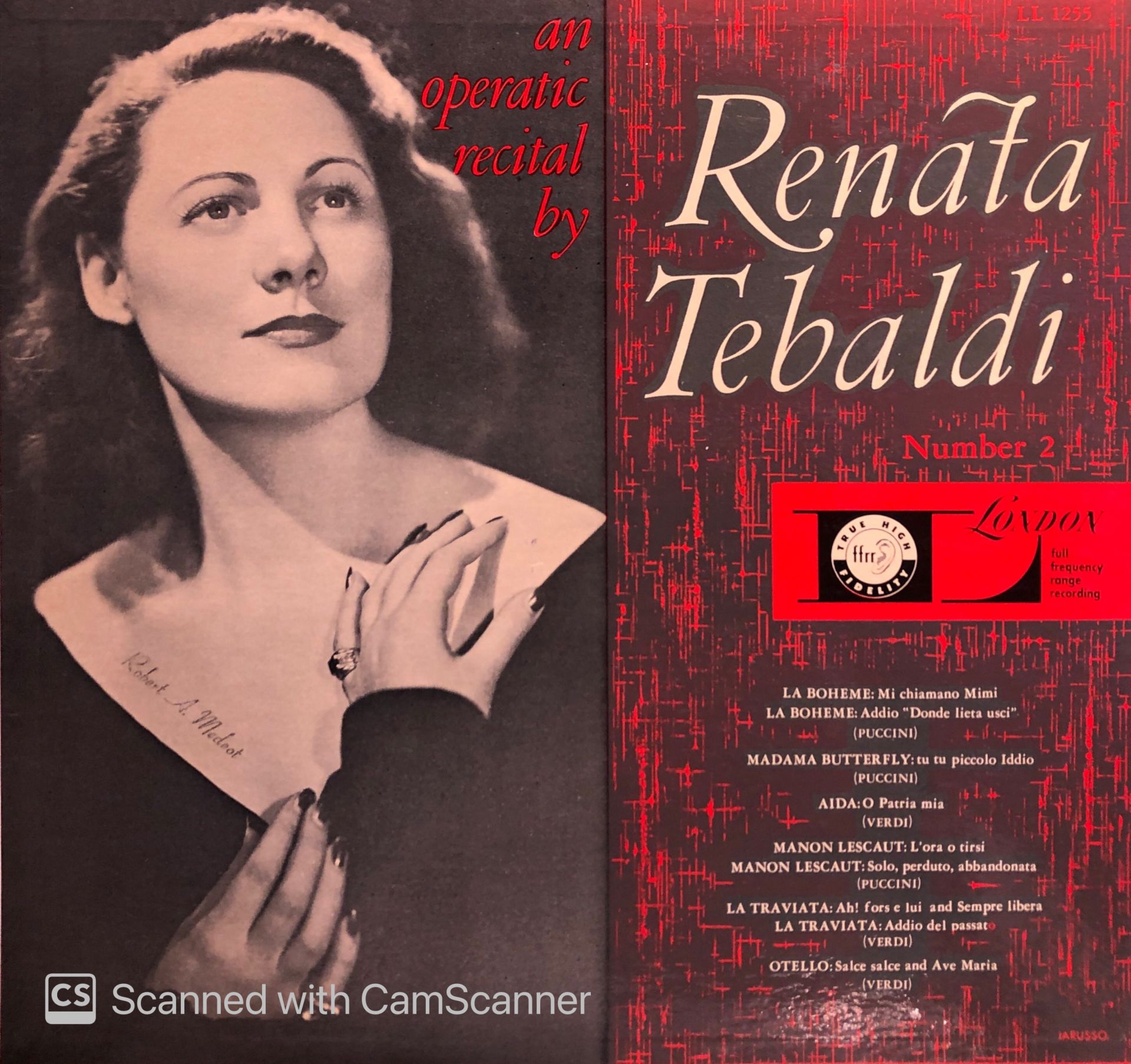 Operatic Arias For Soprano An Operatic Recital By Renata Tebaldi Number 2 LP