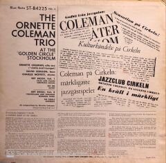 The Ornette Coleman Trio – At The ''Golden Circle'' Stockholm - Volume Two LP